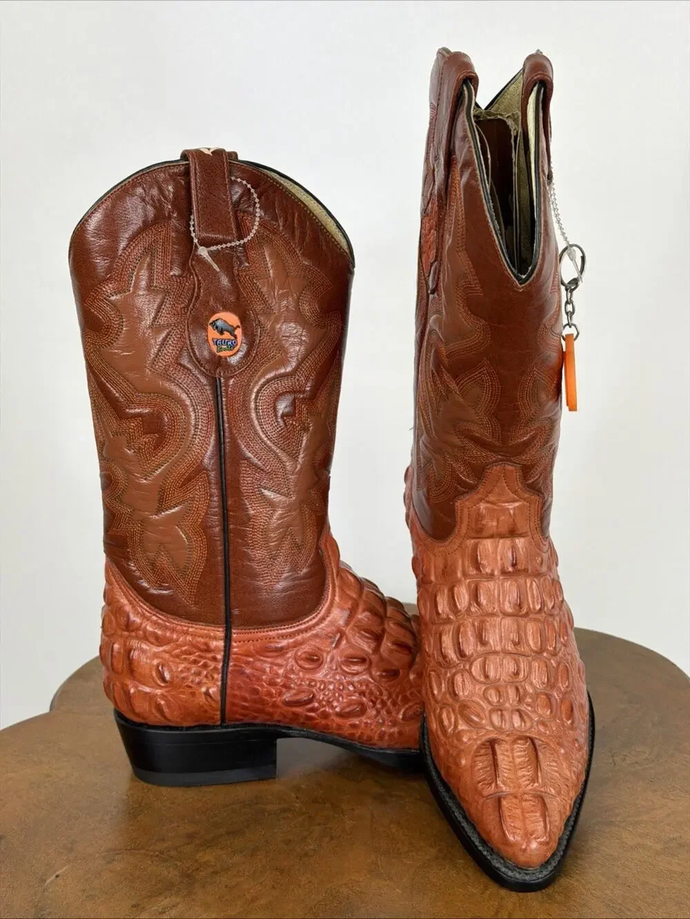 Tauro Brown Alligator Boots Tonal Stitching SZ 25 (Mex) NWT US Mens 7.5 Womens 9